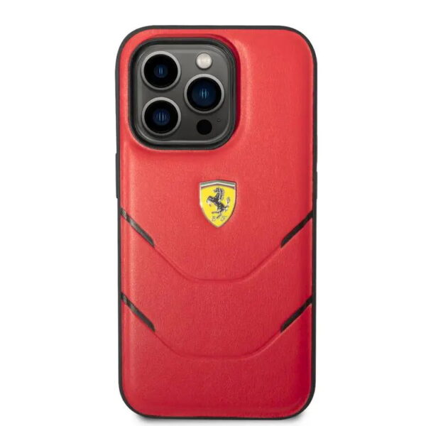Ferrari PU-Lederhülle Hot Stamp Contrasted Lines iPhone 14 Pro Max - Rot FEHCP14XPBAR