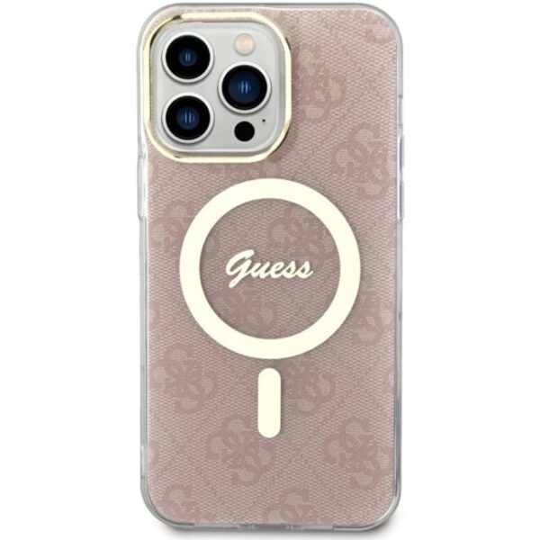 Guess Hülle GUHMP14XH4STP Rosa Hardcase 4G Magsafe für iPhone 14 Pro Max