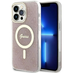 Guess Hülle GUHMP14XH4STP Rosa Hardcase 4G Magsafe für iPhone 14 Pro Max