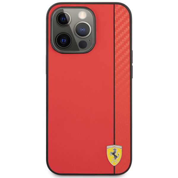 Hülle Ferrari FESAXHCP13LRE iPhone 13 Pro Hardcase On Track Carbon Stripe rot