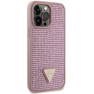 Guess Hülle Case GUHCP14SHDGTPP Cover Strass Triangle Rosa für iPhone 14 Pro Max