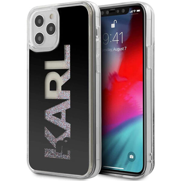 Hülle Karl Lagerfeld KLHCP12LKLMLBK Hardcase czarny/schwarz Karl Logo Glitter-iPhone 12 Pro Max