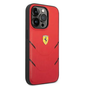 Ferrari PU-Lederhülle Hot Stamp Contrasted Lines iPhone 14 Pro Max - Rot FEHCP14XPBAR