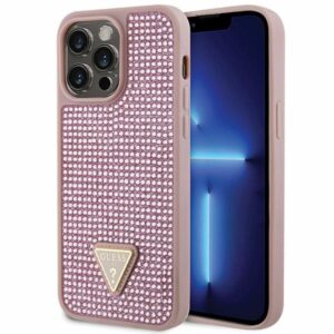 Guess Hülle Case GUHCP14SHDGTPP Cover Strass Triangle Rosa für iPhone 14 Pro Max