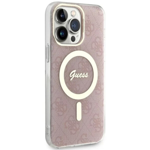 Guess Hülle GUHMP14XH4STP Rosa Hardcase 4G Magsafe für iPhone 14 Pro Max