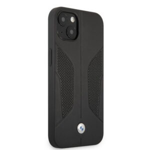 BMW Hülle Perforated Sides Echtleder Case geprägte Linien iPhone 13 Pro Schwarz