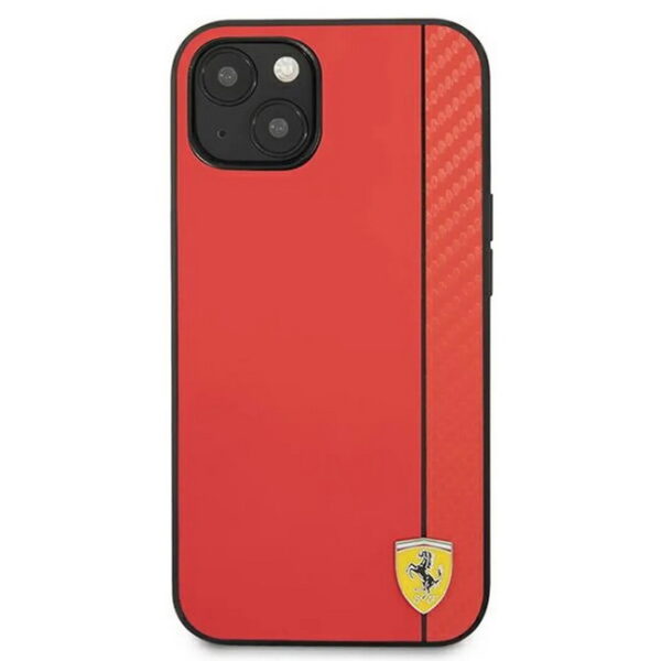 Hülle Ferrari FESAXHCP13MRE iPhone 13 Hardcase On Track Carbon Stripe rot