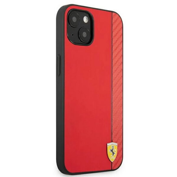 Hülle Ferrari FESAXHCP13MRE iPhone 13 Hardcase On Track Carbon Stripe rot