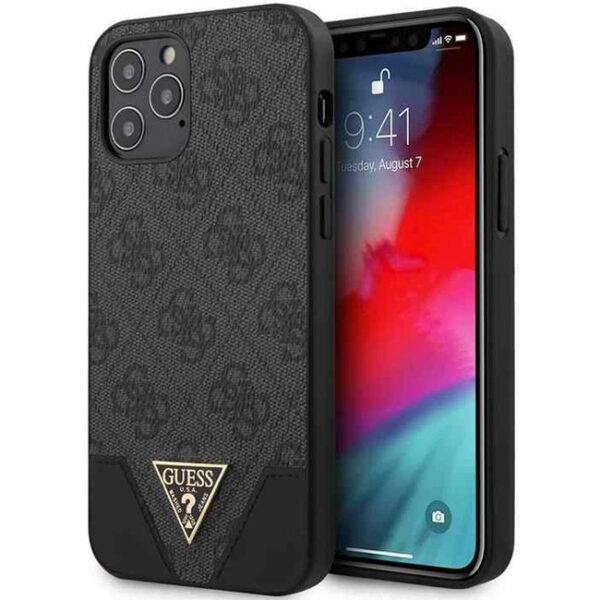 Hülle Guess GUHCP12LPU4GHBK 4G Triangle Kollektion für iPhone 12 Pro Max grau.