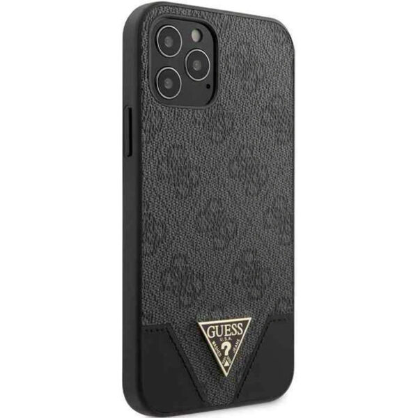 Hülle Guess GUHCP12LPU4GHBK 4G Triangle Kollektion für iPhone 12 Pro Max grau.