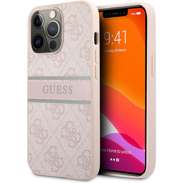 Hülle Guess GUHCP12L4GDPI Hardcase 4G Stripe Pink iPhone 12 Pro Max