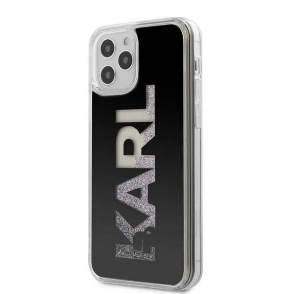Hülle Karl Lagerfeld KLHCP12MKLMLBK Hardcase czarny Karl Logo Liquid Multicolor Glitzer iPhone 12/12 Pro