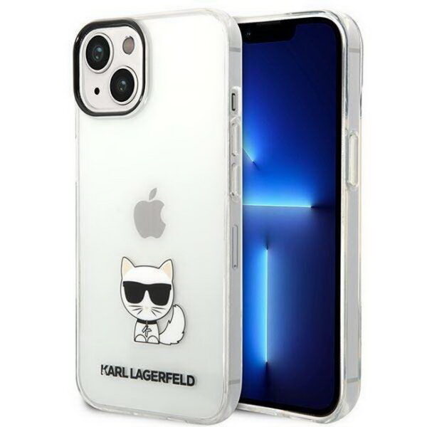 Hülle Karl Lagerfeld KLHCP14MCTTR Choupette Body Logo transparent iPhone 14 Plus