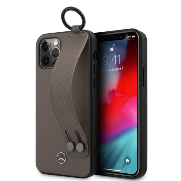 Hülle-Mercedes-Benz-MEHCP12LLSSBR-Echtleder-Backcover-Hand-Strap-iPhone-12-Pro-Max-braun