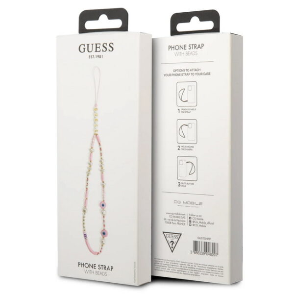 Guess Anhänger GUSTSHPP Phone Strap rosa Perlen Muschel