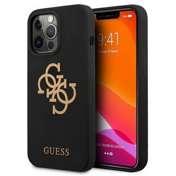 Hülle GUESS GUHCP13XLS4GGBK Apple iPhone 13 Pro Max Silikon 4G Logo Schwarz Hardcase