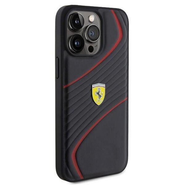 Dassignal- Ferrari-Twist-Metal-Logo-Hulle-fur-iPhone-15-Pro-Max-Schwarz-FEHCP15XPTWK