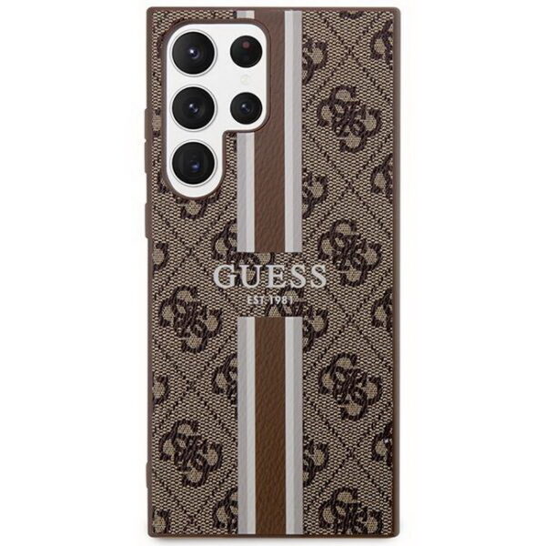 Guess-GUHCS23LP4RPSW-S23-Ultra-S918-Braun-Braun-Hardcase-4G-Bedruckter-Streifen-dassignal.de