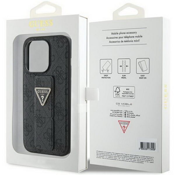 Guess-Grip-Stand-4G-Triangle-Strass-iPhone-15-Pro-Max-Dassignal-Handy-shop- Wiesbaden