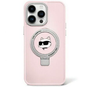 Karl-Lagerfeld-iPhone-15-Pro-Max-rosa-Hardcase-Ringstander-Choupette-Head-MagSafe-KLHMP15XHMRSCHP - Dassignal