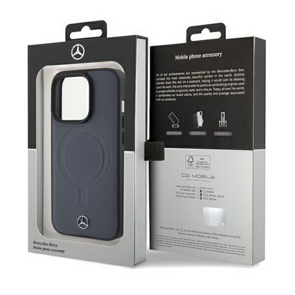 Mercedes Smooth Leather MagSafe Hülle für iPhone 15 Pro Max- navy blue -dassignal-wiesbaden